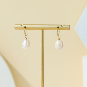 White Anna - 18K Bejeweled Classic Natural Pearl Drop Earrings