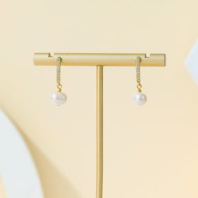 Odette - 18K Delicate Bejeweled Natural Pearl Drop Earrings