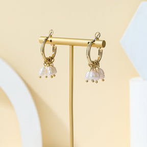 Rock - Boho Natural Pearl Hoop Earrings