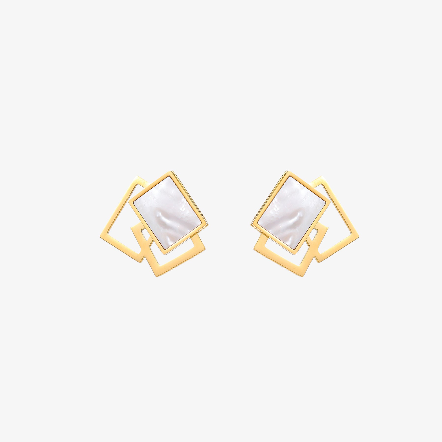 Andrée - 18K Modern Square Natural Mother-of-Pearl Stud Earrings