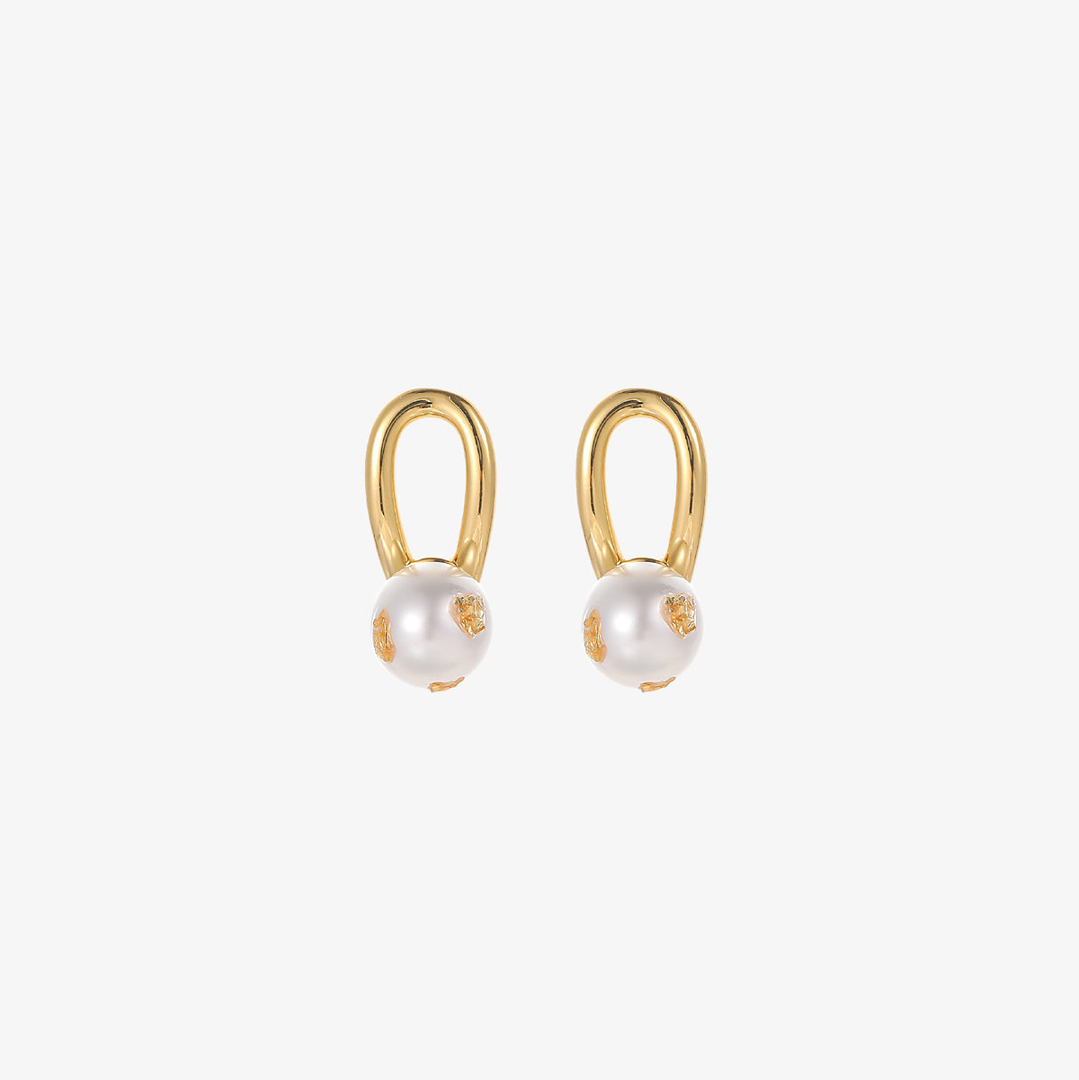 Daphne - 18K Elegant Gold Foil Flawless Pearl Stud Earrings