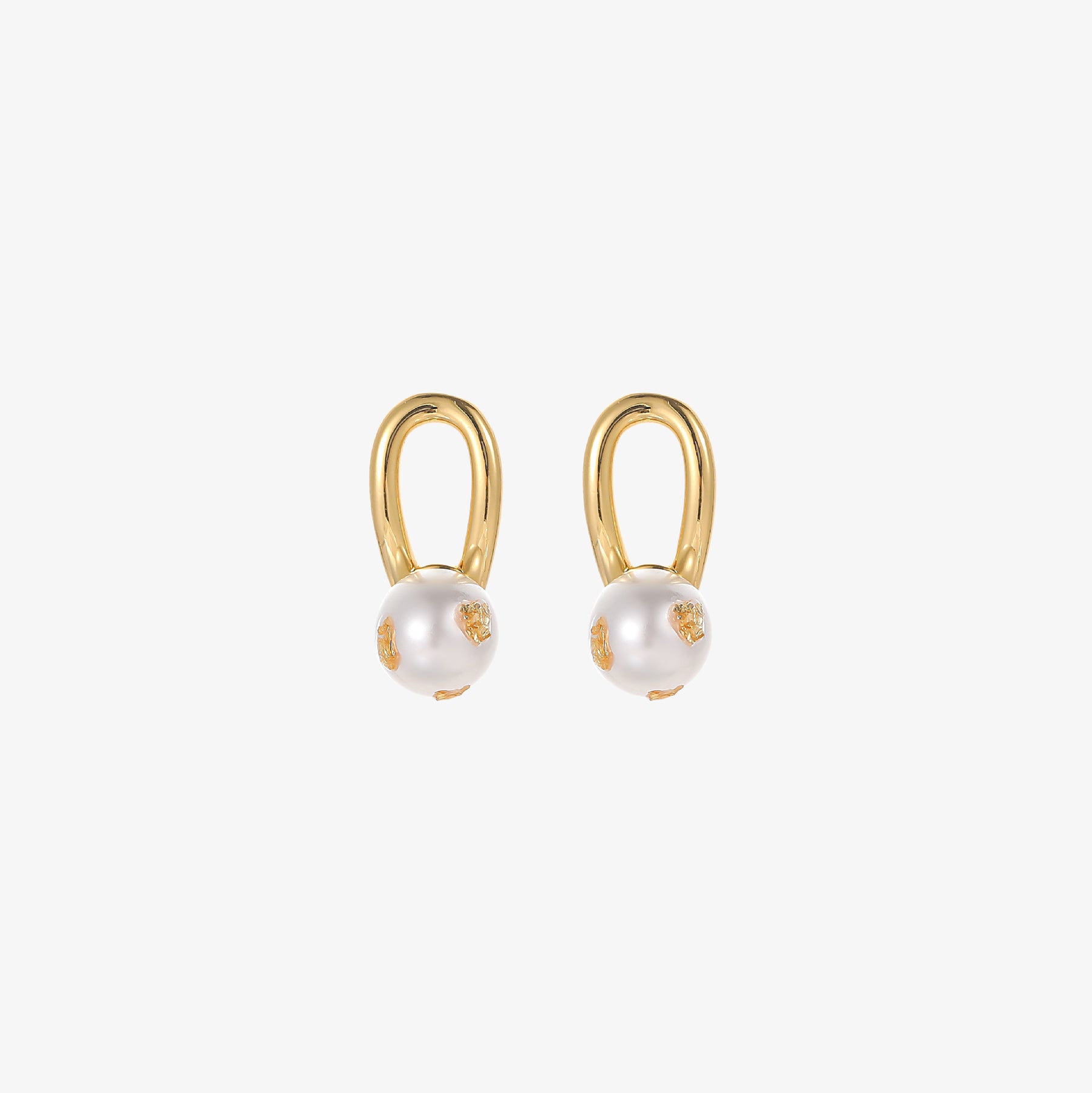 Daphne - 18K Elegant Gold Foil Flawless Pearl Stud Earrings