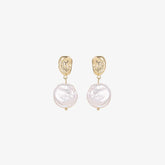 Nina - 18K Vintage Engraved Top Natural Baroque Drop Earrings