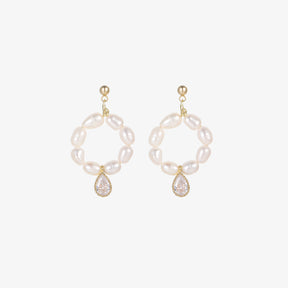 Garland - 14K Wreath-shaped Natural Pearl Drop Earrings