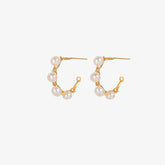 Elise - 18K Elegant Natural Pearls Hoop Earrings