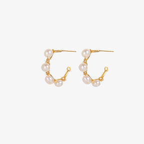 Elise - 18K Elegant Natural Pearls Hoop Earrings