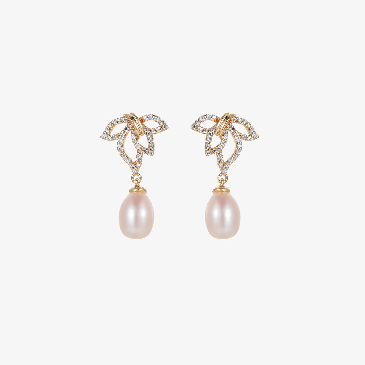 Elle - Bejeweled Elegant Natural Pearl Drop Earrings