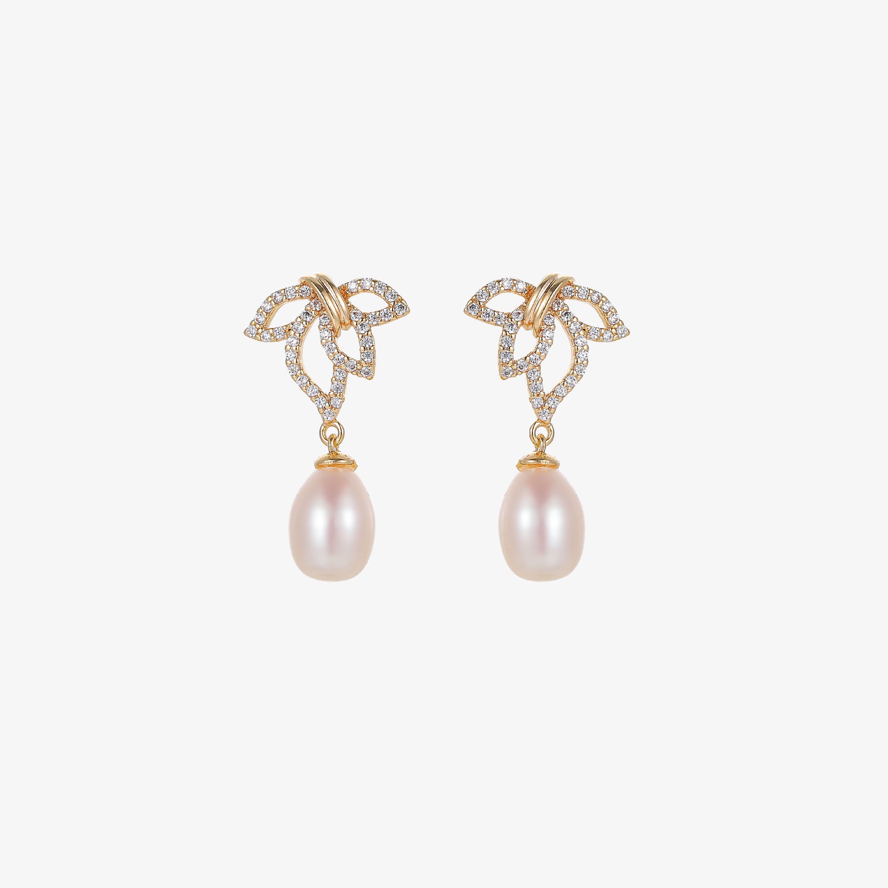 Elle - Bejeweled Elegant Natural Pearl Drop Earrings