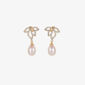 Elle - Bejeweled Elegant Natural Pearl Drop Earrings