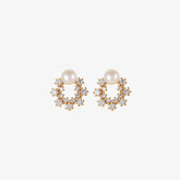 Crystal - 18K Snowflake Natural Pearl Stud Earrings