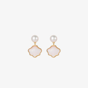 Océane - 18K Precious Natural Pearl & Mother-of-Pearl Stud Earrings