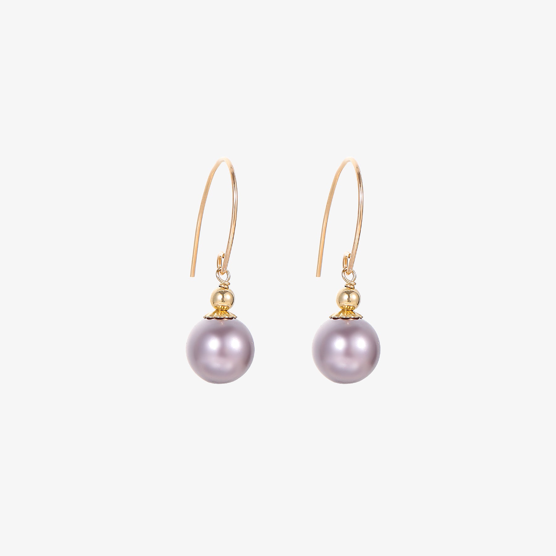 Violet - 18K Vintage Flawless Violet Pearl Drop Earrings