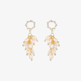 August - 18K Romantic Wreath-shaped Top Natural Pearls Cluster Ear Danglers Drop Earrings