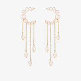 Beatrice - 18K Romantic Moon Tassels Natural Pearls Ear Danglers Earrings