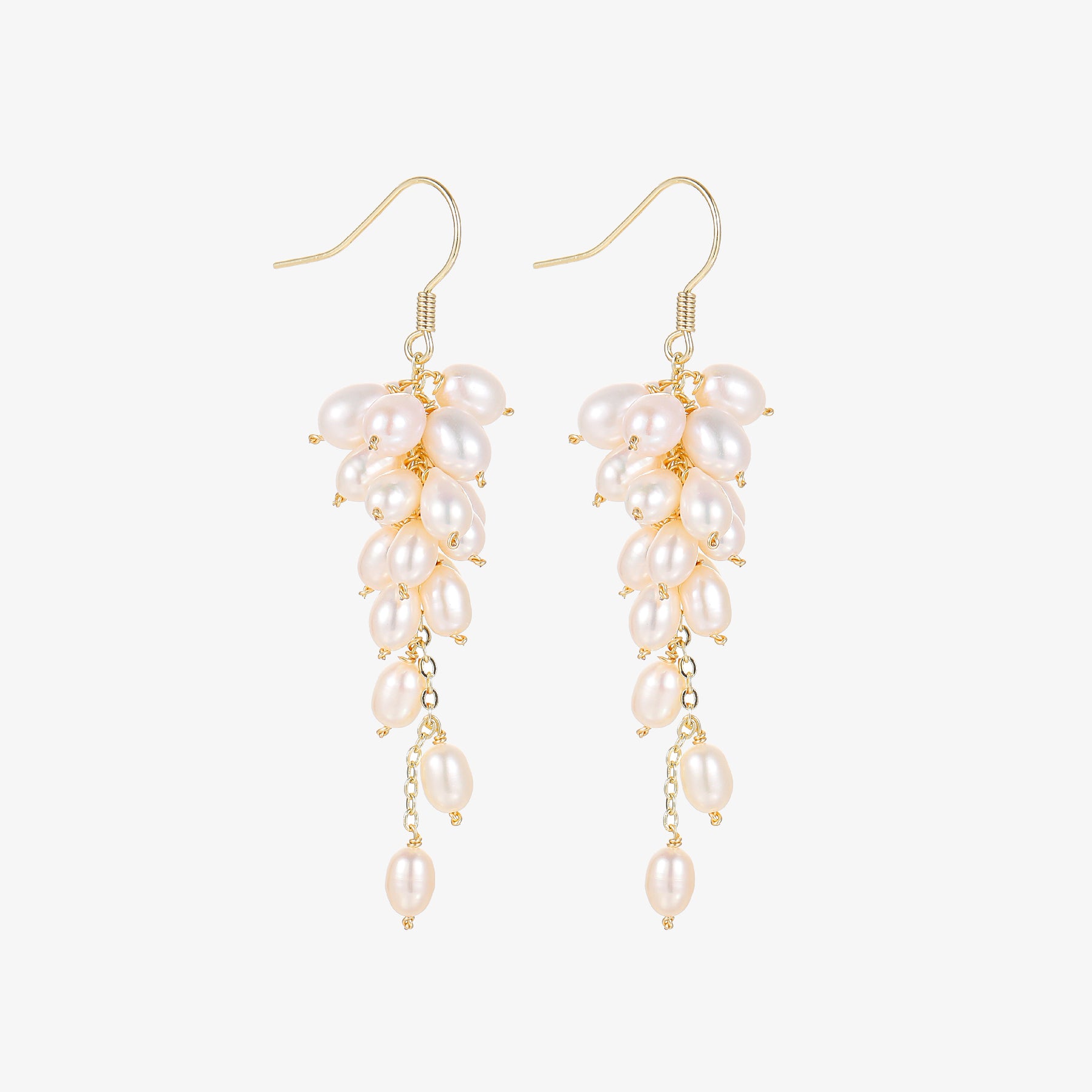 Blossom - 18K Elegant Natural Pearls Cluster Ear Danglers Earrings