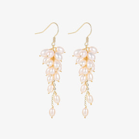 Blossom - 18K Elegant Natural Pearls Cluster Ear Danglers Earrings