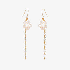 Gardenia - 18K Stylish Natural Pearl Ear Danglers Earrings with Long Tassel