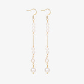 Édith - 18K Delicate Flawless Pearls Long Chain Ear Danglers Earrings