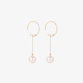 Arya - 18K Delightful Crescent Flawless Pearls Ear Danglers Earrings with Hoops