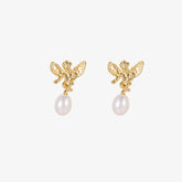 Angeline - 18K Stunning Guardian Angel Natural Pearl Stud Earrings