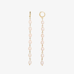 Alice - 18K Classic Natural Pearls Long Ear Danglers Earrings with Cuffs