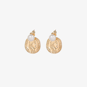 Ramona - Pendientes Elegantes de Perlas Naturales de 18K con Monedas