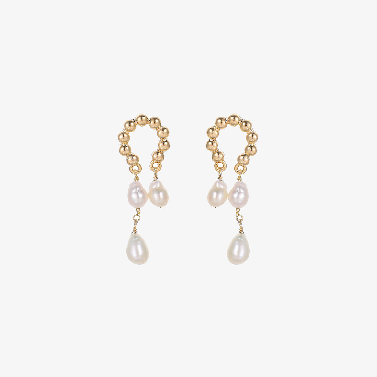 Greta - 18K Trendy Modern Natural Pearls Ear Danglers Drop Earrings