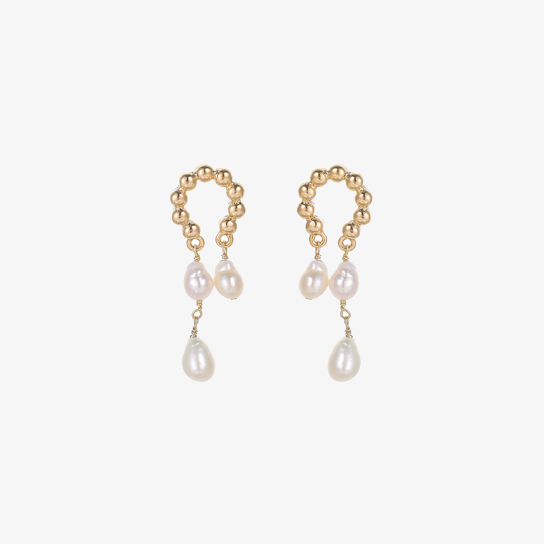 Greta - 18K Trendy Modern Natural Pearls Ear Danglers Drop Earrings