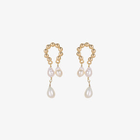 Greta - 18K Trendy Modern Natural Pearls Ear Danglers Drop Earrings