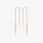 Rae - 18K Classy Long Chain Natural Pearls Beaded Ear Danglers Earrings