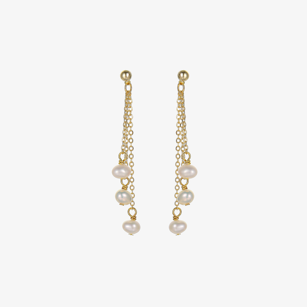 April - 18K Tassel-shaped Natural Pearl Ear Danglers Earrings