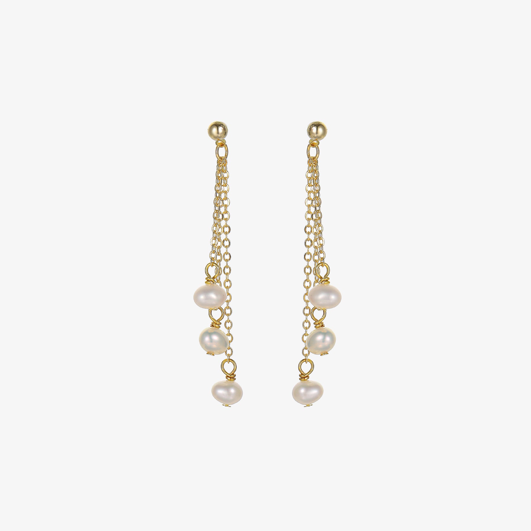 April - 18K Tassel-shaped Natural Pearl Ear Danglers Earrings