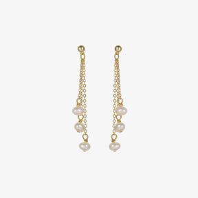 April - 18K Tassel-shaped Natural Pearl Ear Danglers Earrings