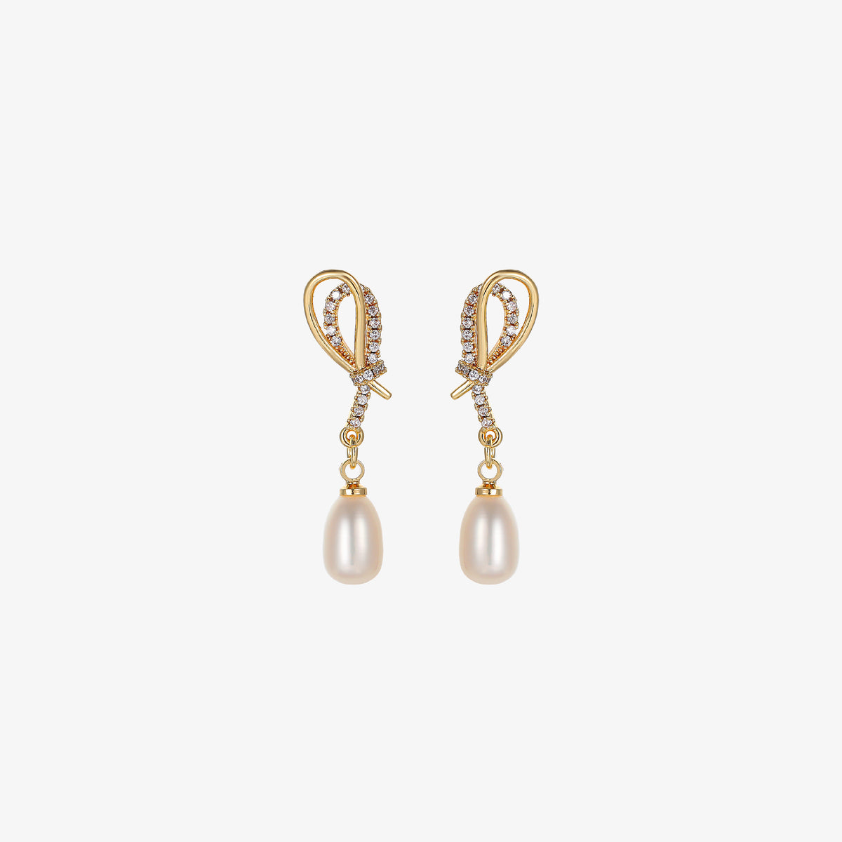 Kirsten - 18K Bejeweled Trendy Natural Pearl Drop Earrings