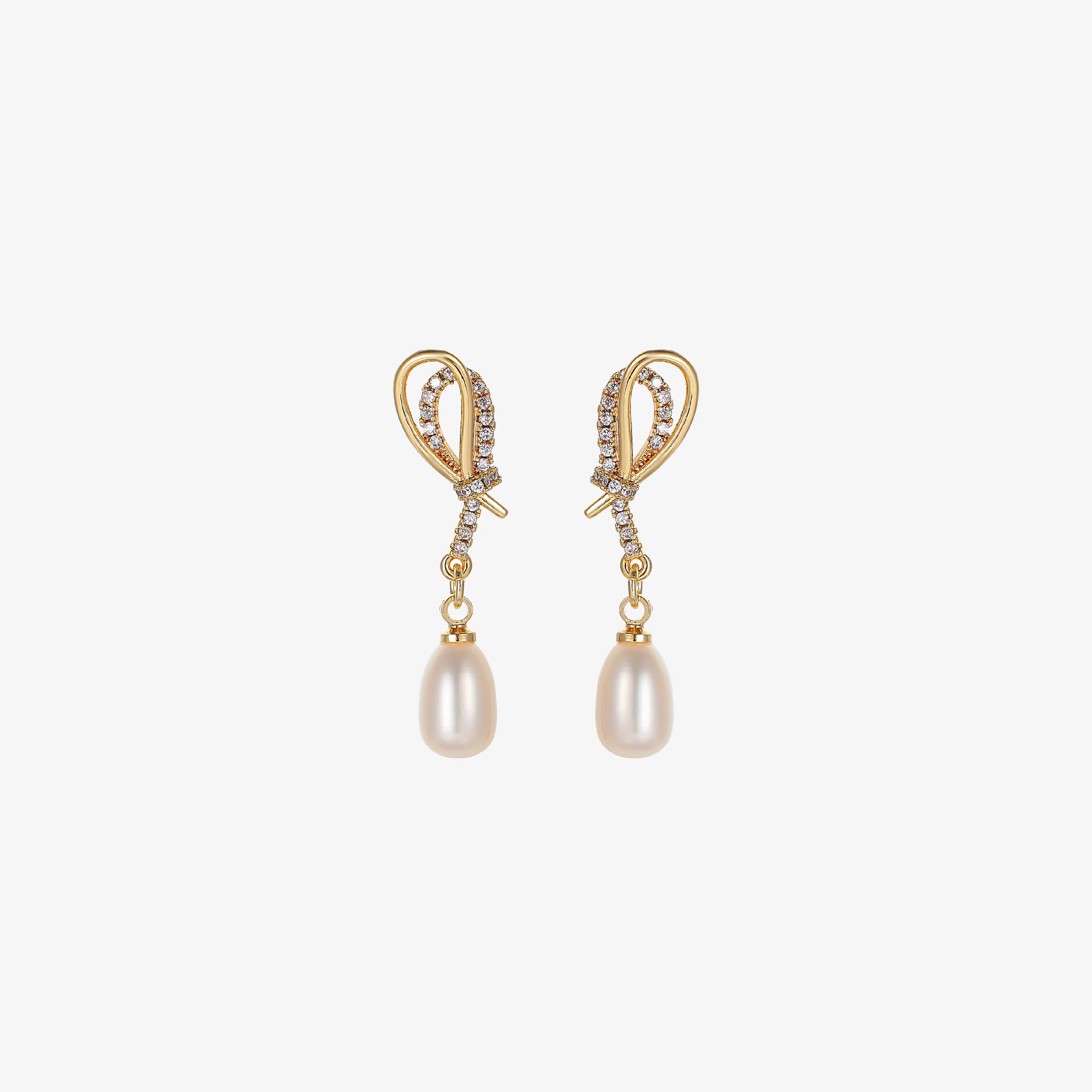 Kirsten - 18K Bejeweled Trendy Natural Pearl Drop Earrings