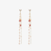 Doux - 18K Bejeweled Romantic Natural Pearls Long Ear Danglers Drop Earrings Tassels