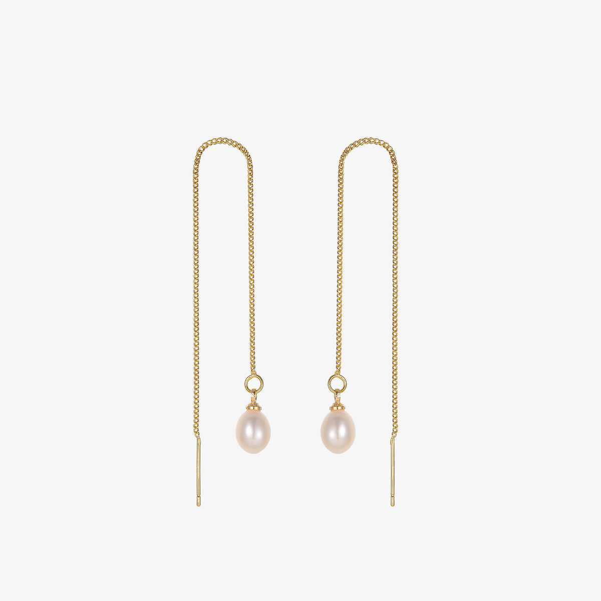 Hope - Pendientes de cadena larga con perlas naturales con clase de 18 quilates