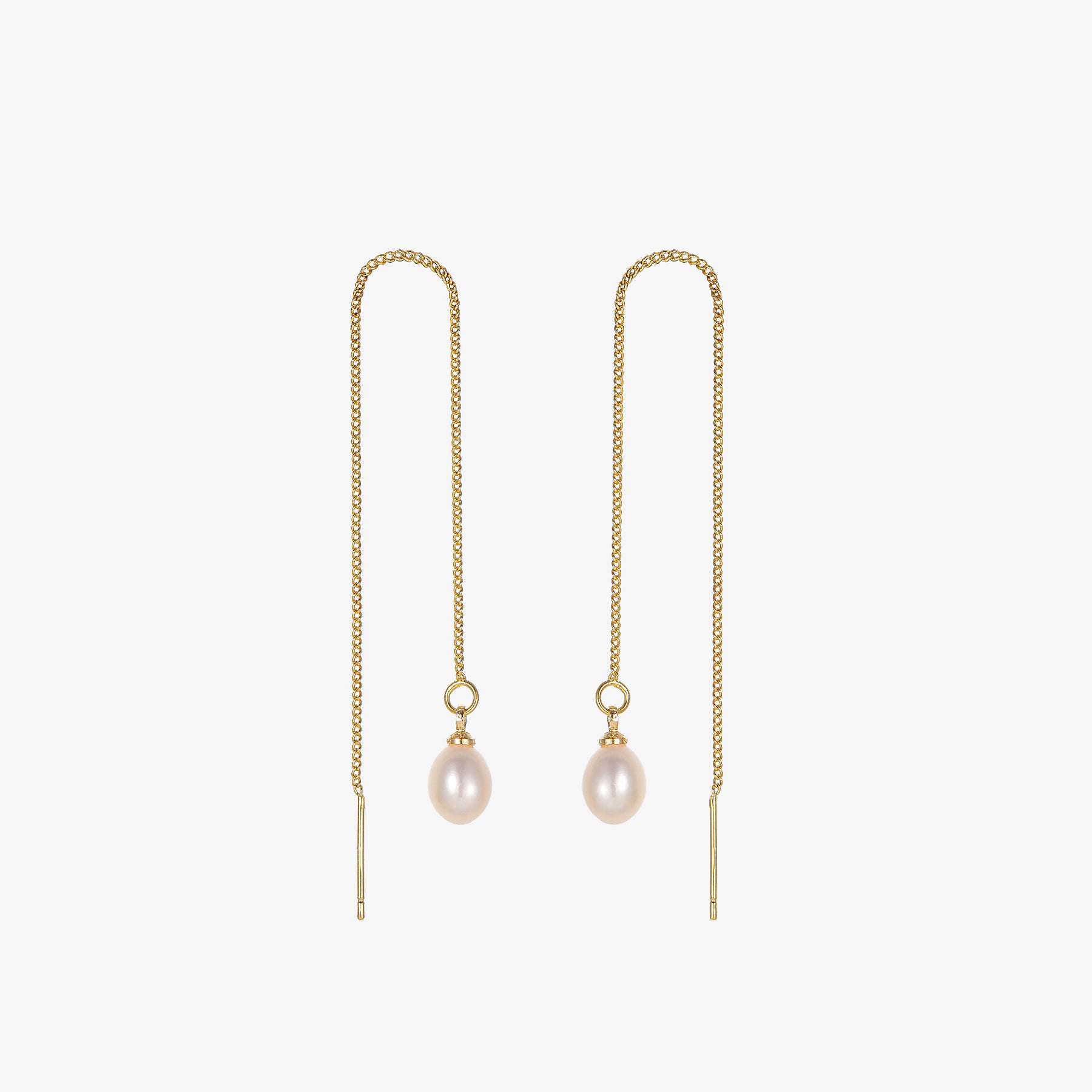 Hope - Pendientes de cadena larga con perlas naturales con clase de 18 quilates