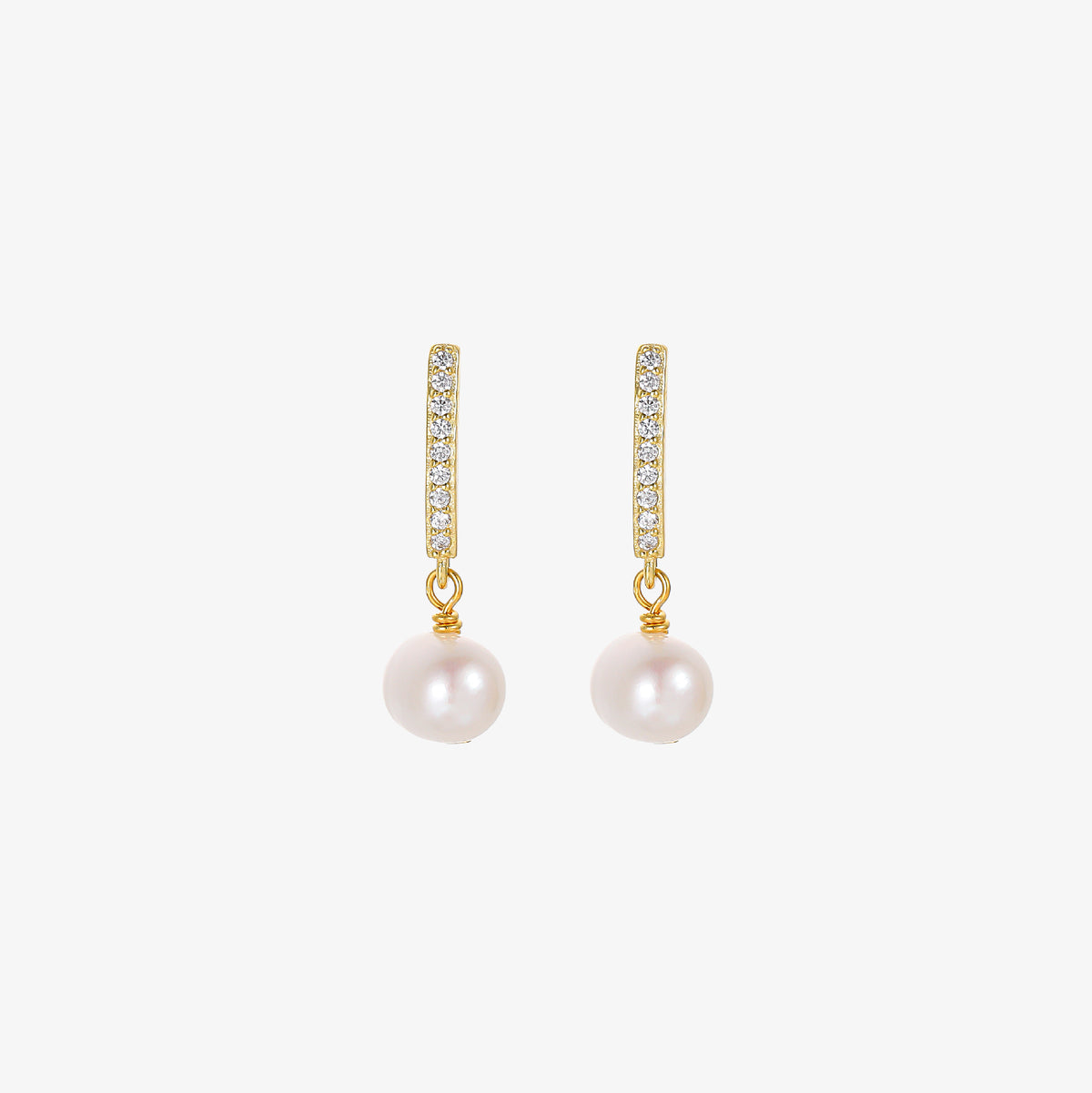 Odette - 18K Delicate Bejeweled Natural Pearl Drop Earrings