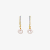 Odette - 18K Delicate Bejeweled Natural Pearl Drop Earrings