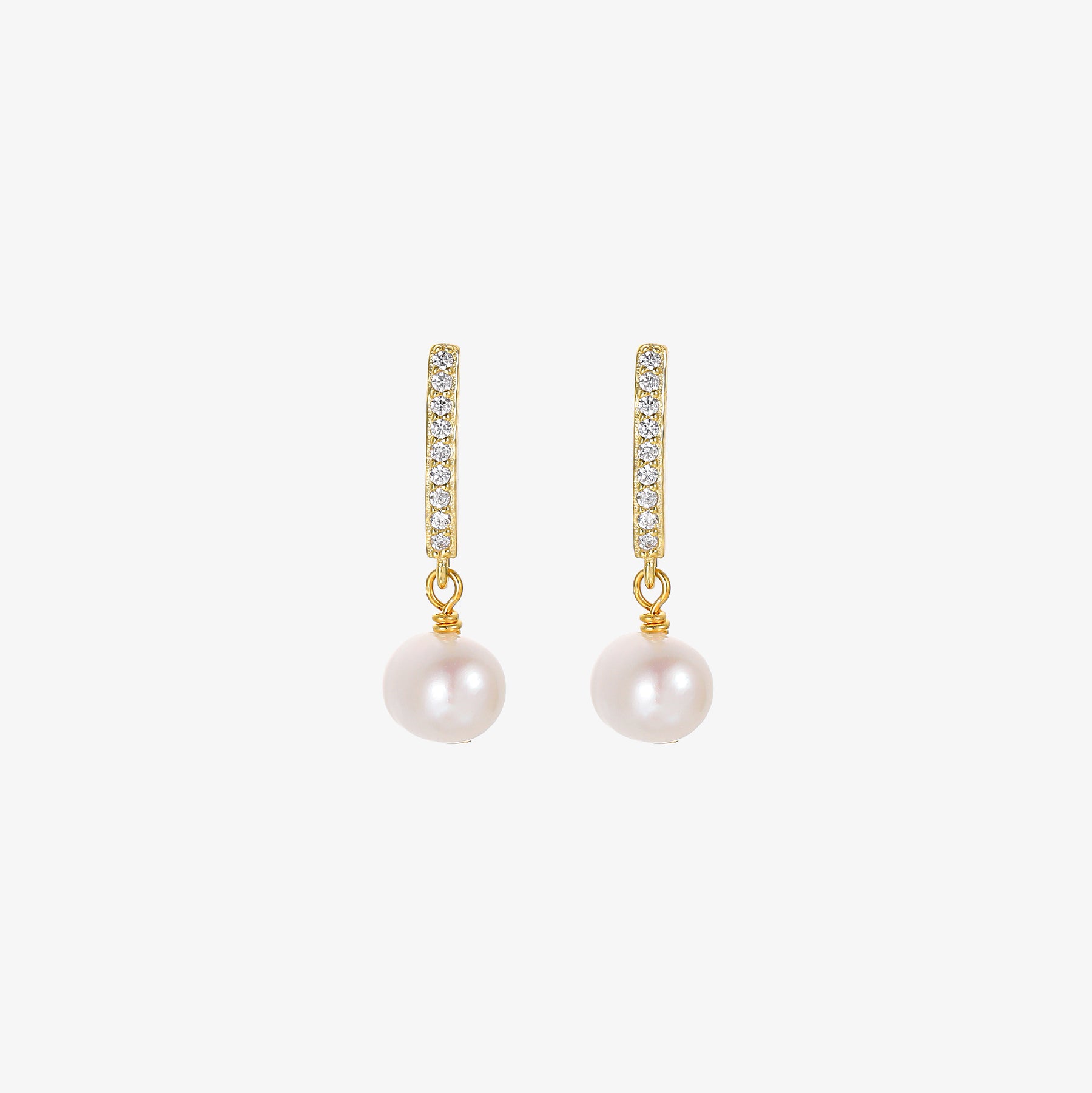 Odette - 18K Delicate Bejeweled Natural Pearl Drop Earrings