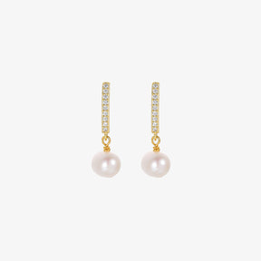 Odette - 18K Delicate Bejeweled Natural Pearl Drop Earrings