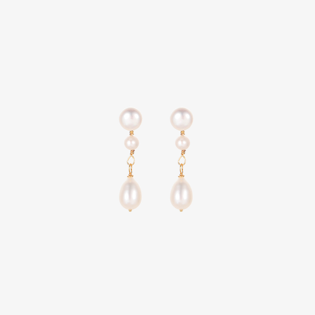 Aimée - 18K Classic Triple Natural Pearls Drop Earrings