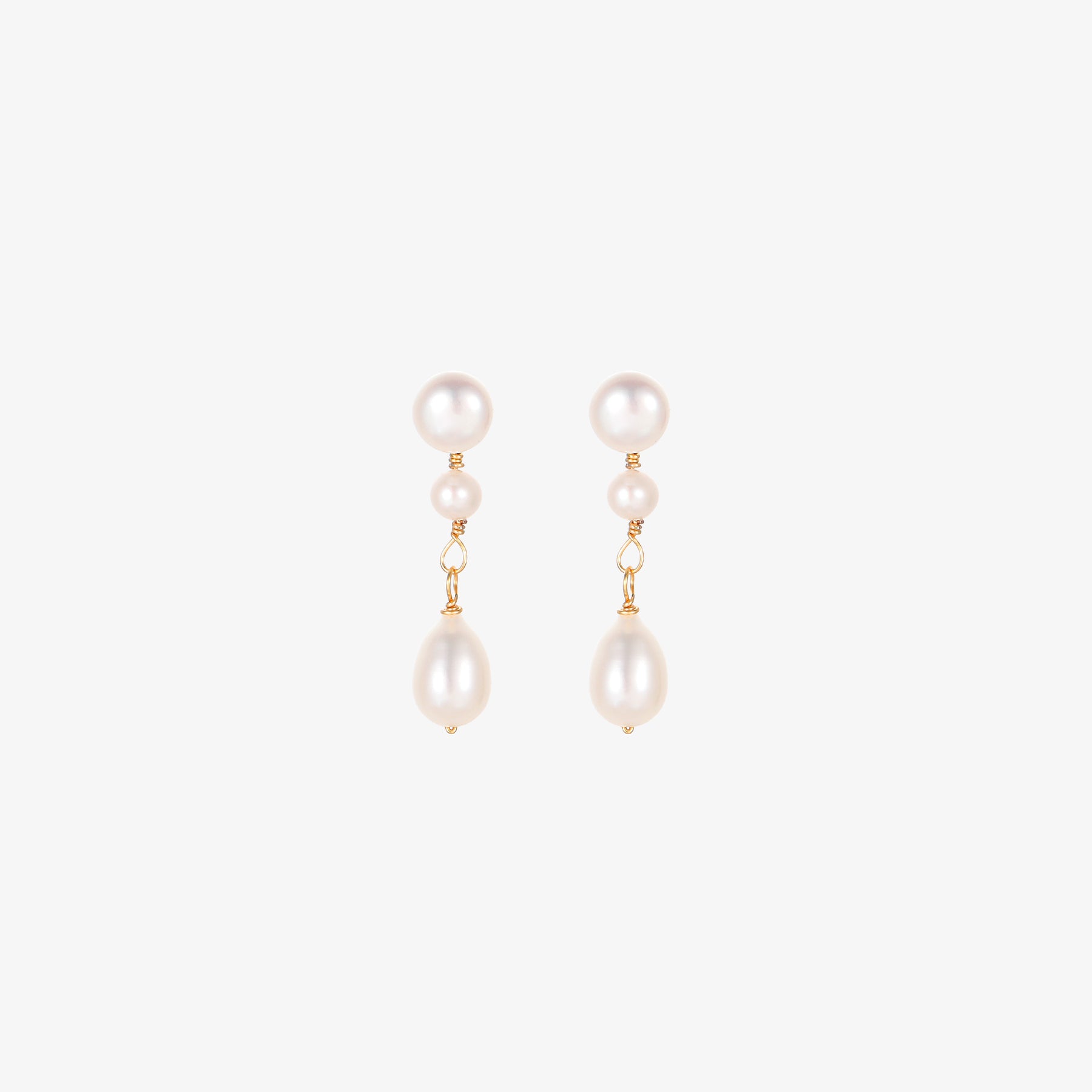 Aimée - 18K Classic Triple Natural Pearls Drop Earrings