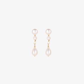 Aimée - 18K Classic Triple Natural Pearls Drop Earrings