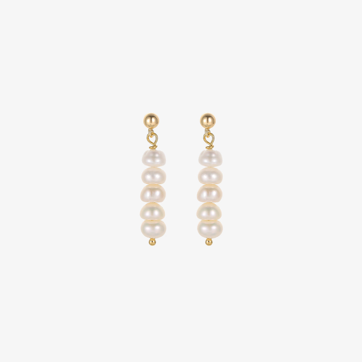 Heather - 18K Classy Beaded Natural Pearl Drop Earrings