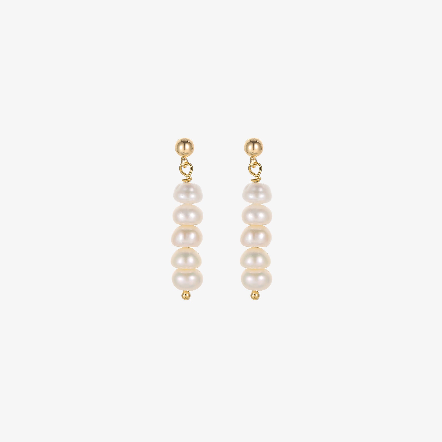 Heather - 18K Classy Beaded Natural Pearl Drop Earrings