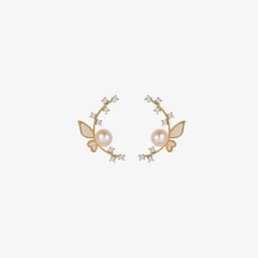 Blisse - 18K Dainty Natural Pearl & Mother-of-Pearl Symmetrical Stud Earrings