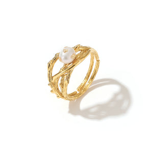 Harriet - 18K Lavish Gold Foil Natural Pearl Ring