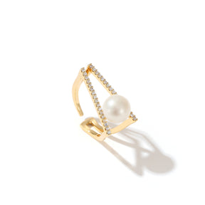 Zina - 18K Bejeweled Natural Pearl Ring Amazing Design